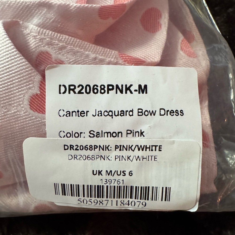 Sister Jane Canter Pink Heart Jacquard Tie Neck Button Front Bow Mini Dress - Picture 5 of 5